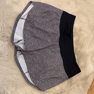 lululemon athletica Heathered Gray and Black Athletic Shorts